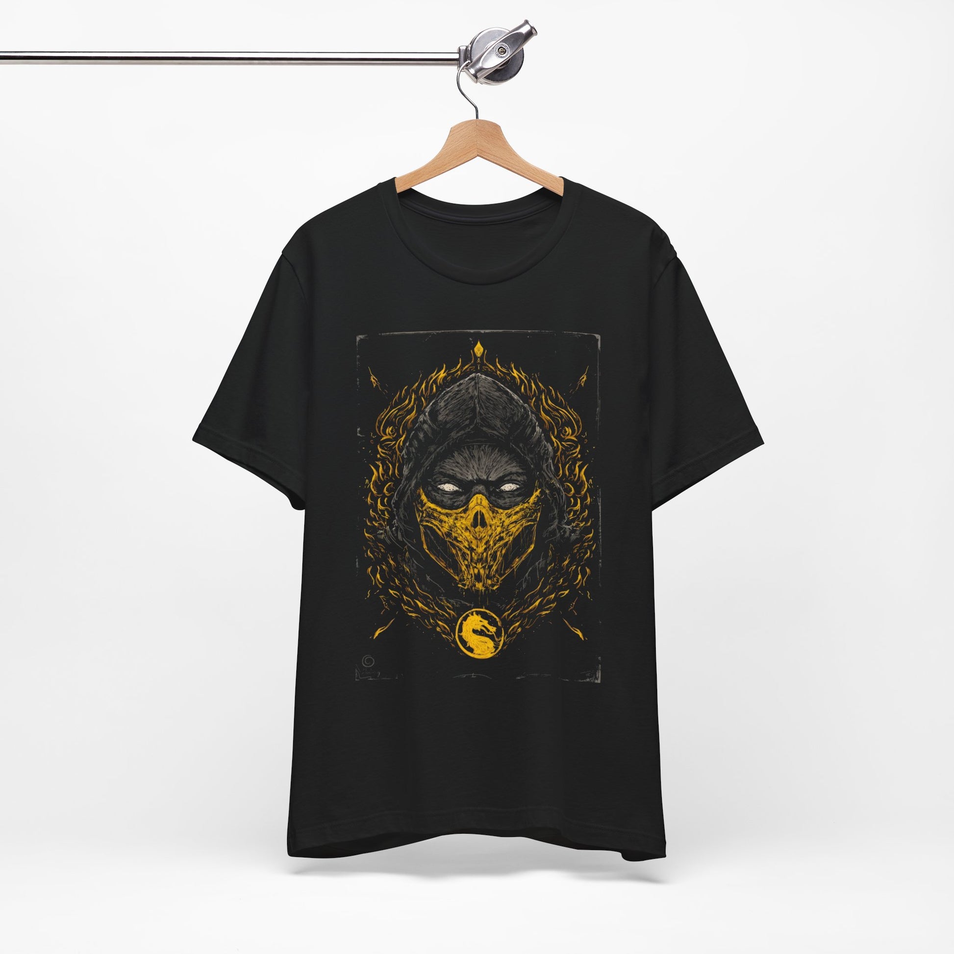 T-Shirt Scorpion Fire Ninja Graphic T-Shirt – Black & Yellow Gamer Tee Black