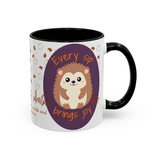 Mug Cute Hedgehog Accent Coffee Mug , Funny Gift for Animal Lovers, (11oz) (15oz) 11oz Black