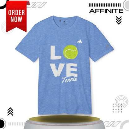 T-Shirt Love Tennis Unisex Sport T-shirt, Athletic Tee, Gift for Tennis Lovers, Tennis Apparel, Sportswear, Fitness Clothing by Adidas Collegiate Royal Heather