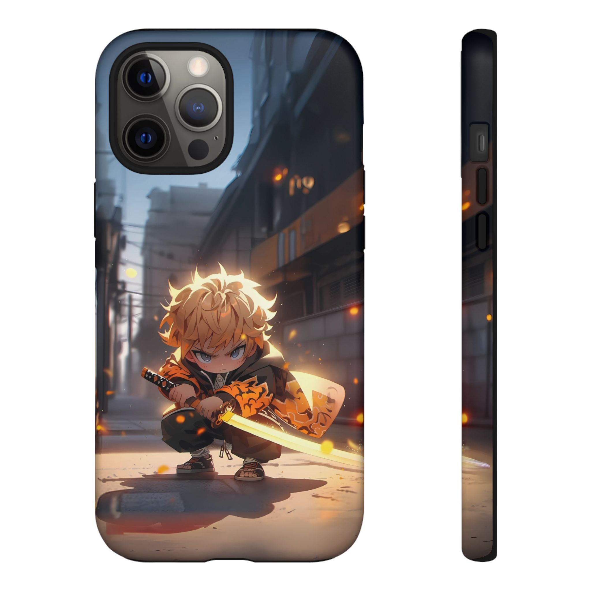 Chibi Zenitsu Lightning Tough Phone Case – Anime Protective Case for iPhone & Samsung, UV Resistant, Durable & Stylish