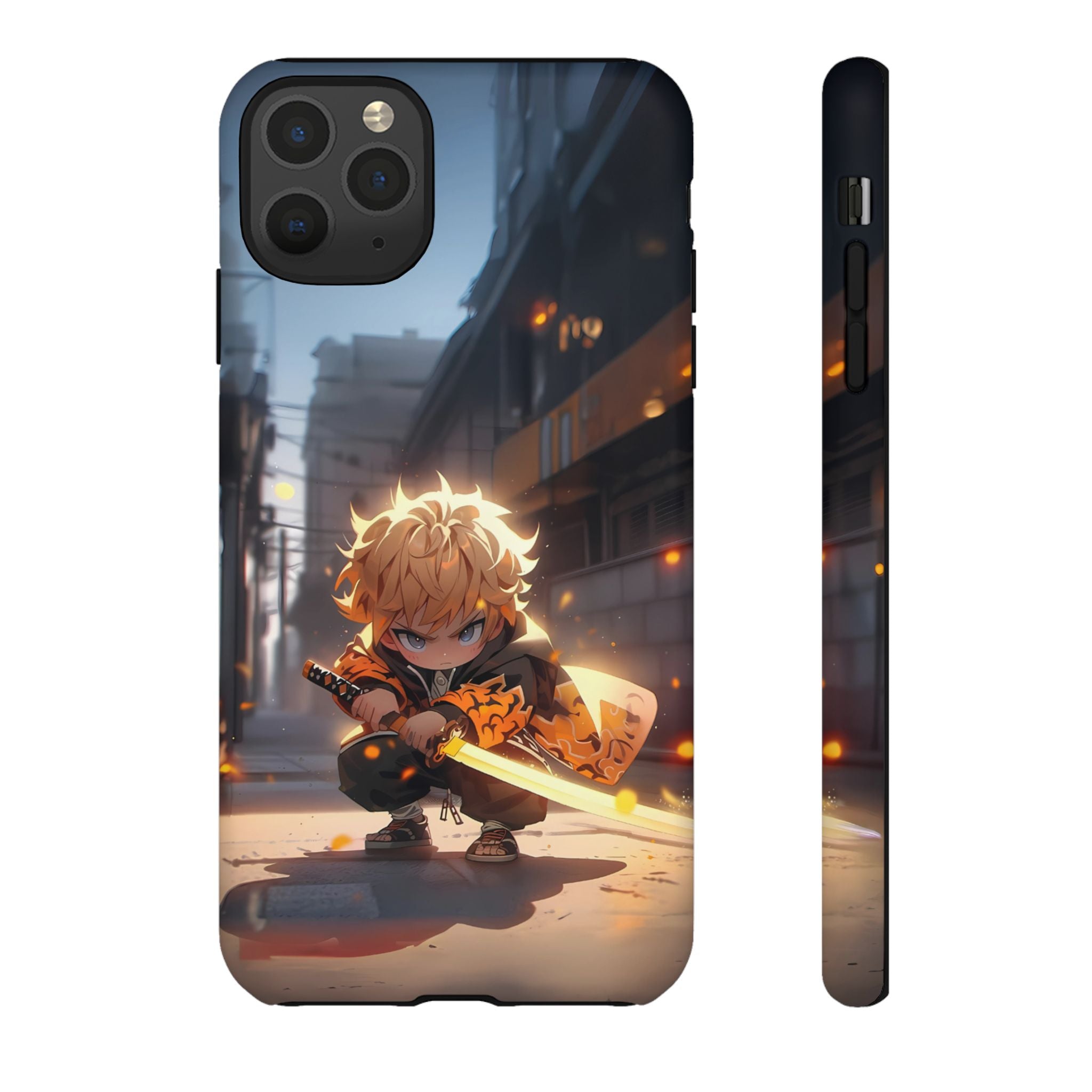 Chibi Zenitsu Lightning Tough Phone Case – Anime Protective Case for iPhone & Samsung, UV Resistant, Durable & Stylish