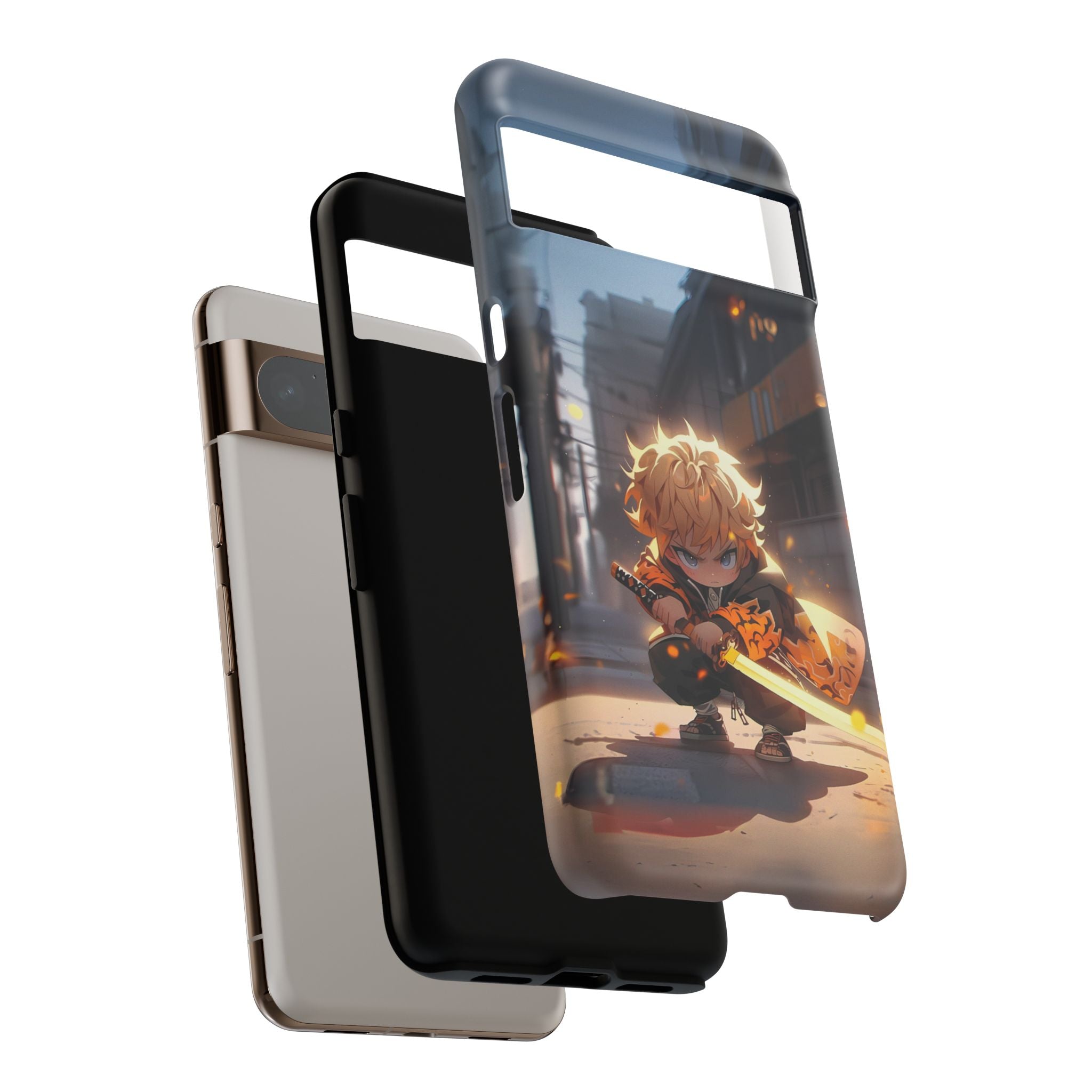 Chibi Zenitsu Lightning Tough Phone Case – Anime Protective Case for iPhone & Samsung, UV Resistant, Durable & Stylish