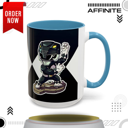 Mug Mighty Morphin Power Rangers Black Ranger Ceramic Mug - 11oz & 15oz Coffee Mug - Accent Mug for Pop Culture Fans 15oz Light Blue