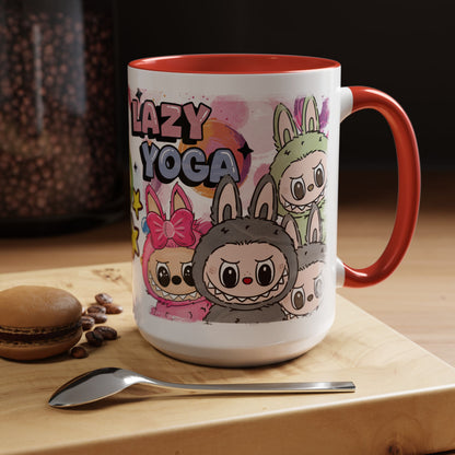 Mug Playful Lazy Yoga Labubu Coffee Mug - Fun Design for Relaxation Lovers