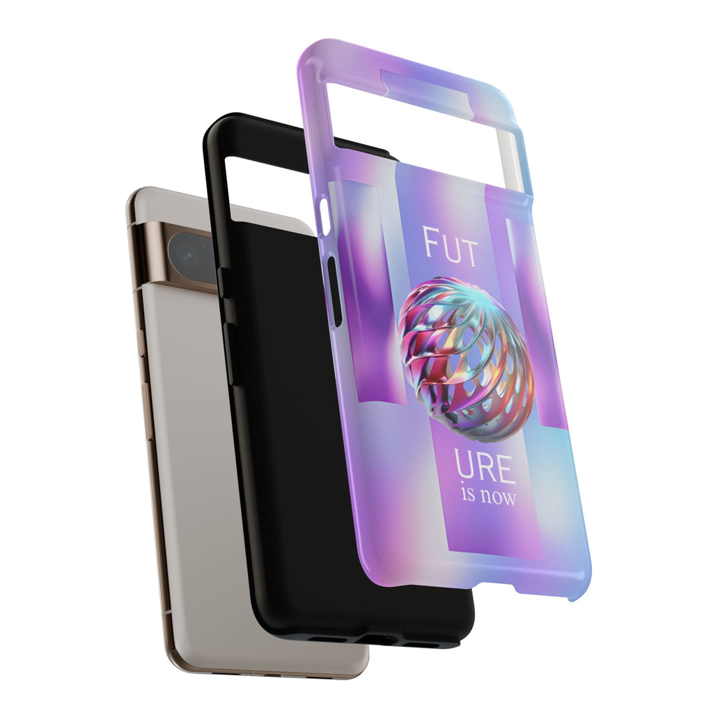 Futuristic Gradient Tough Case – 'Future is Now' 3D Design | Shockproof & UV Protected