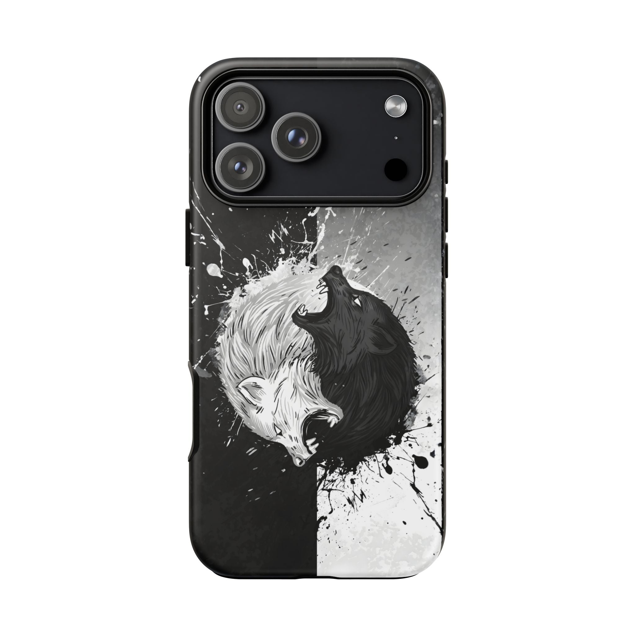 Yin Yang Wolf Phone Case - Dual Layer Protective Cover iPhone 17 Pro Max Matte Tough Cases
