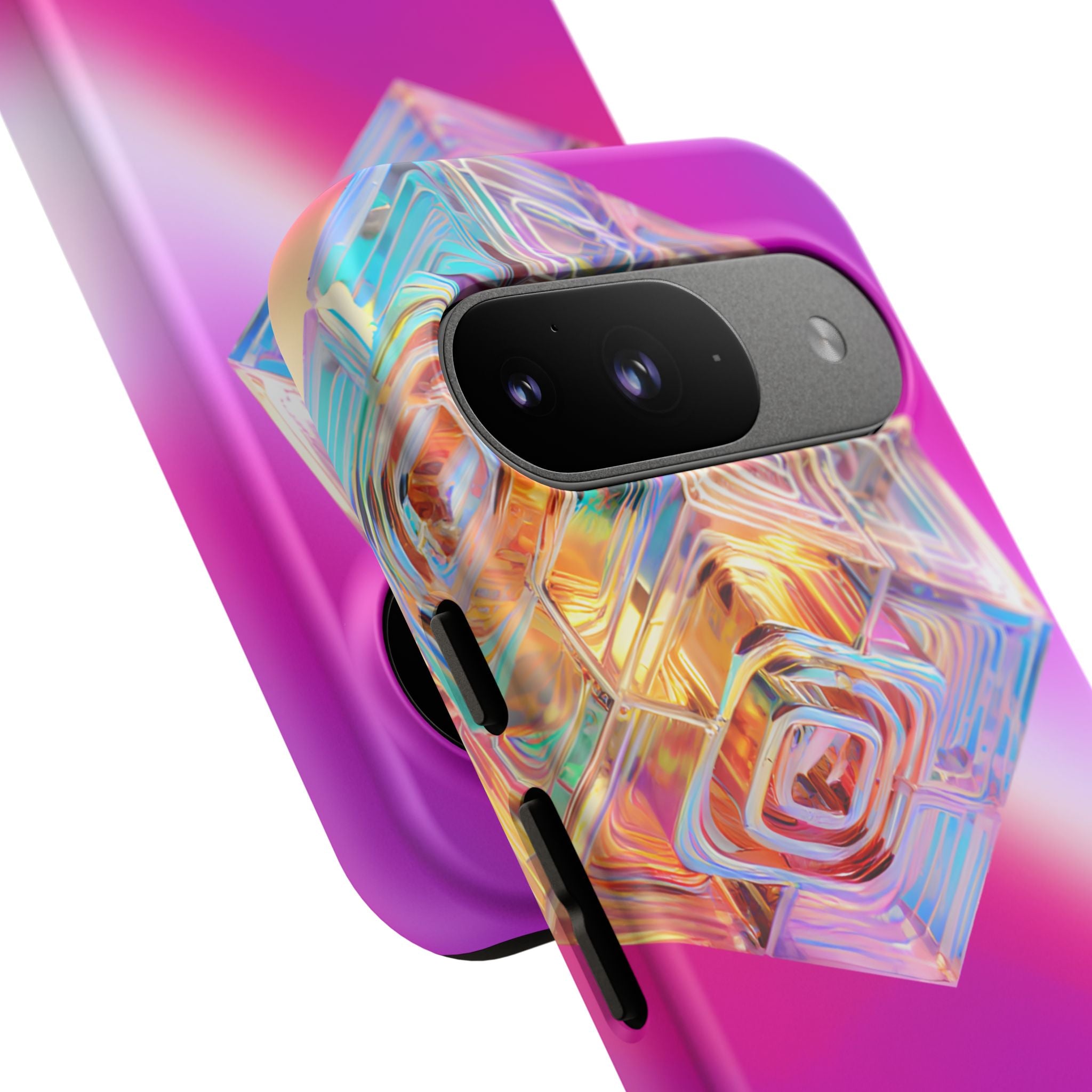 Vibrant 3D Cube Phone Case - Colorful Gradient Art for iPhone, Samsung & Pixel
