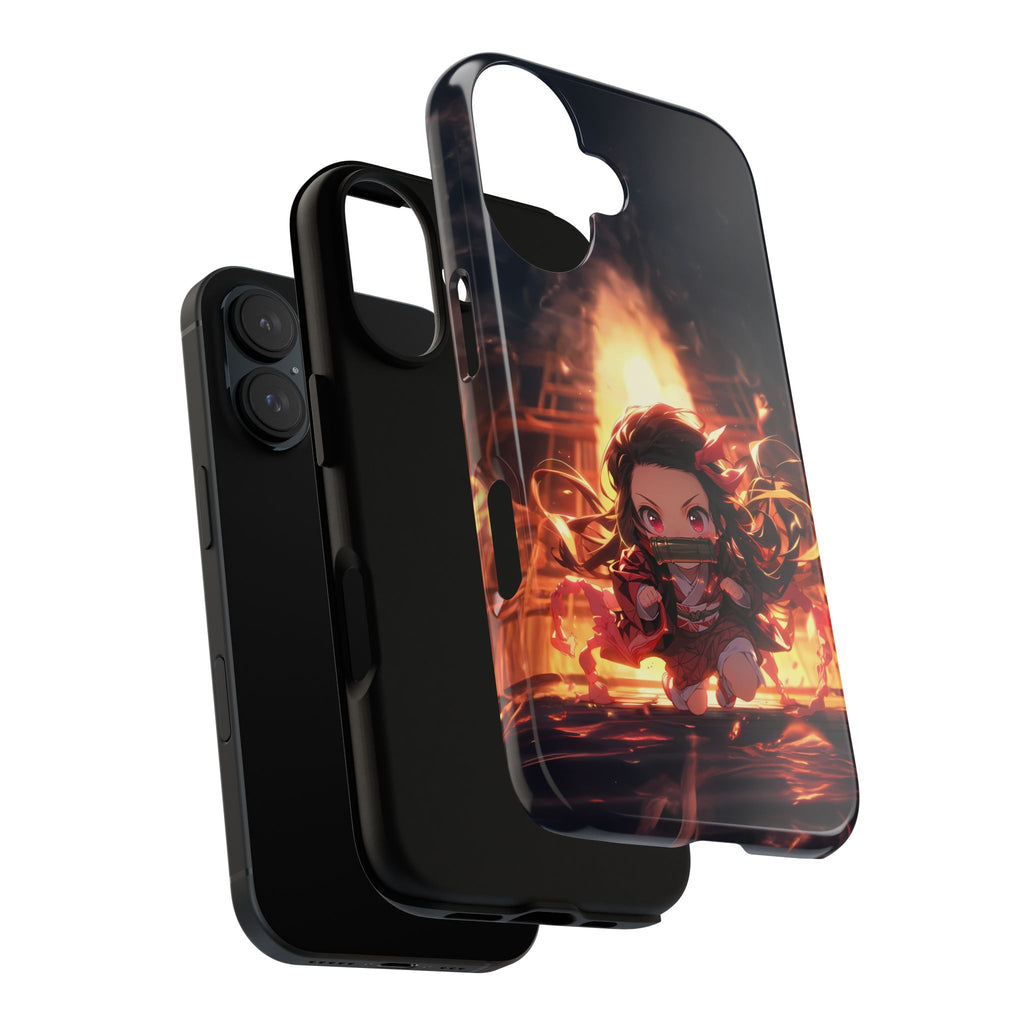 Chibi Nezuko Kamado Tough Phone Case – Anime Protective Case for iPhone & Samsung, UV Resistant, Durable & Stylish