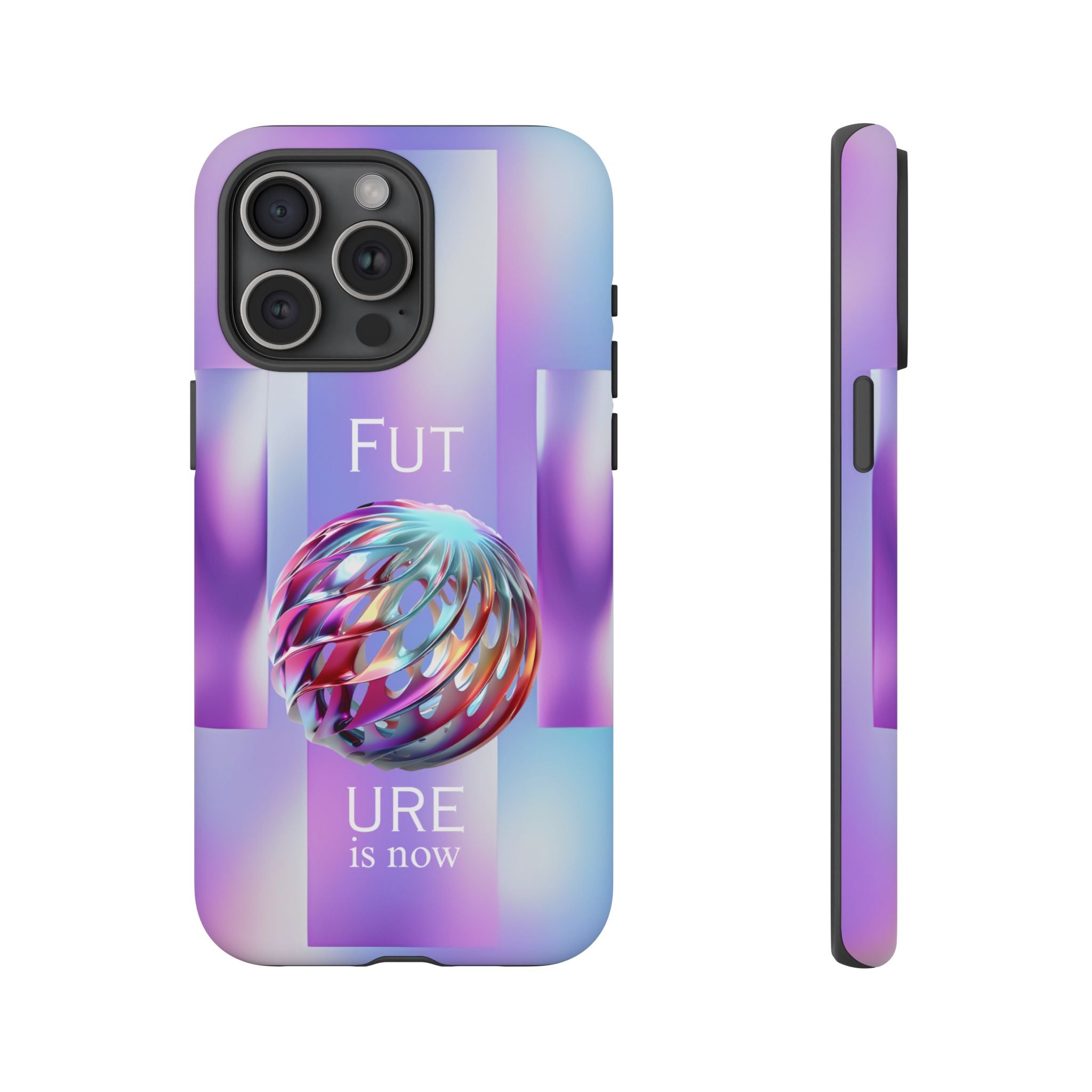 Futuristic Gradient Tough Case – 'Future is Now' 3D Design | Shockproof & UV Protected