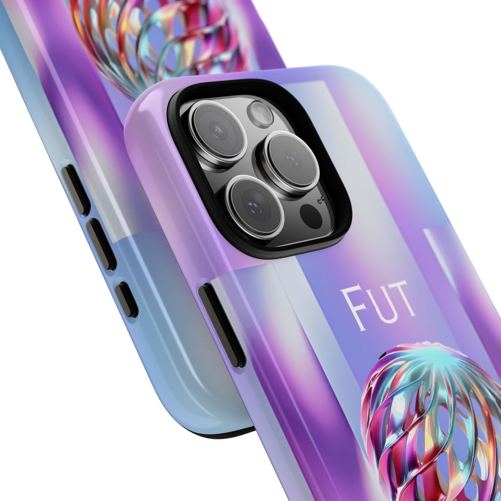 Futuristic Gradient Tough Case – 'Future is Now' 3D Design | Shockproof & UV Protected