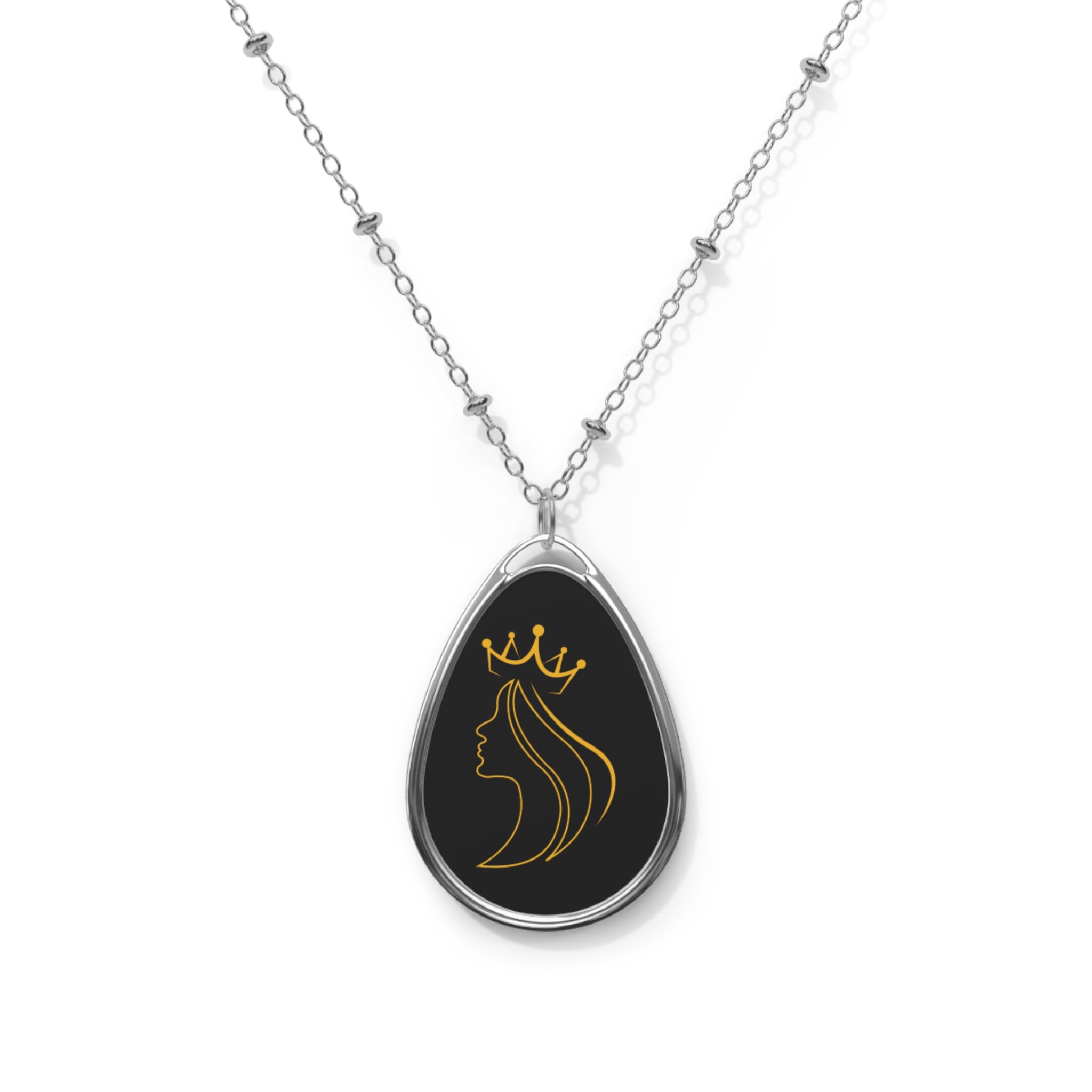Queen Necklace - Royal Majesty Oval Pendant Jewelry One Size Silver Necklace