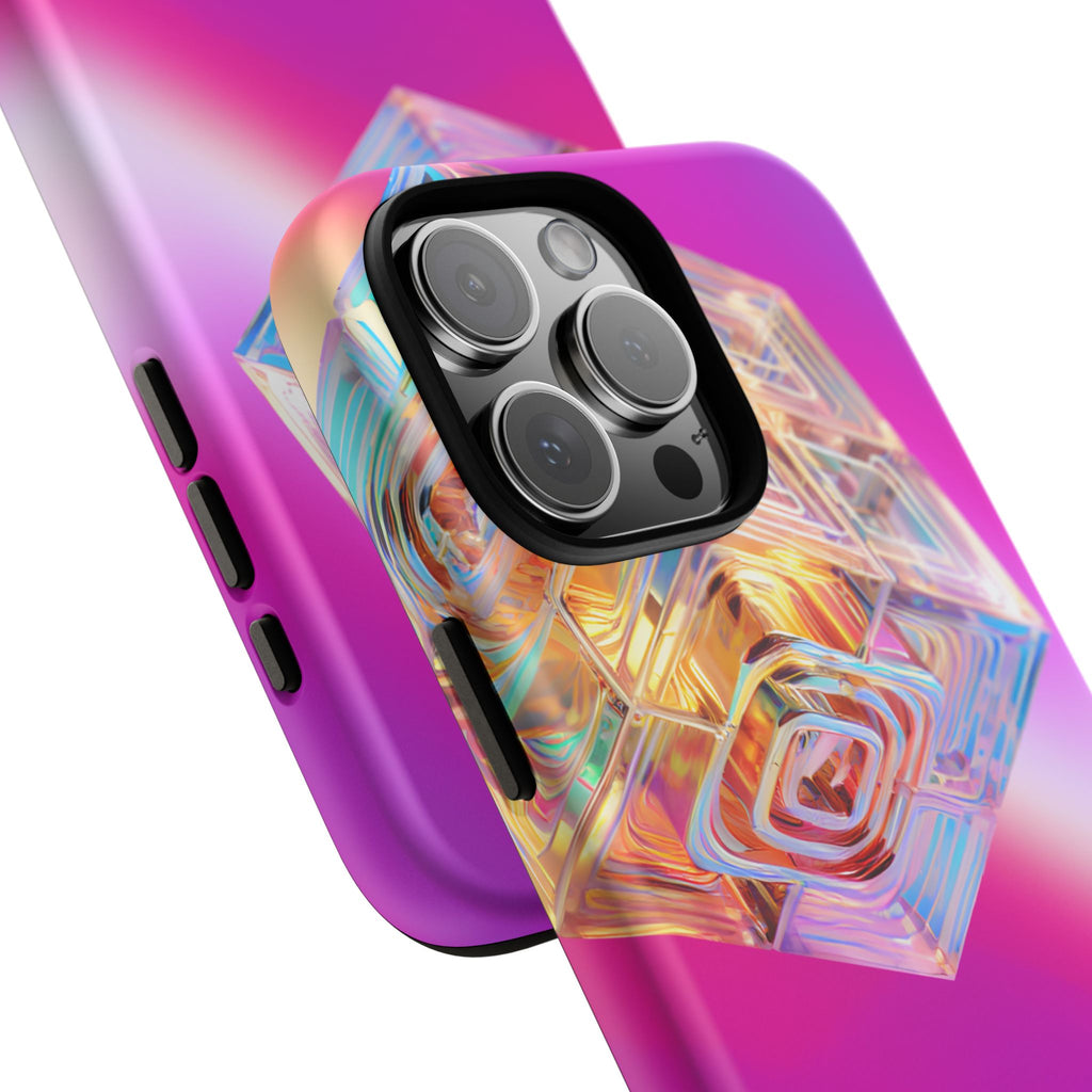 Vibrant 3D Cube Phone Case - Colorful Gradient Art for iPhone, Samsung & Pixel