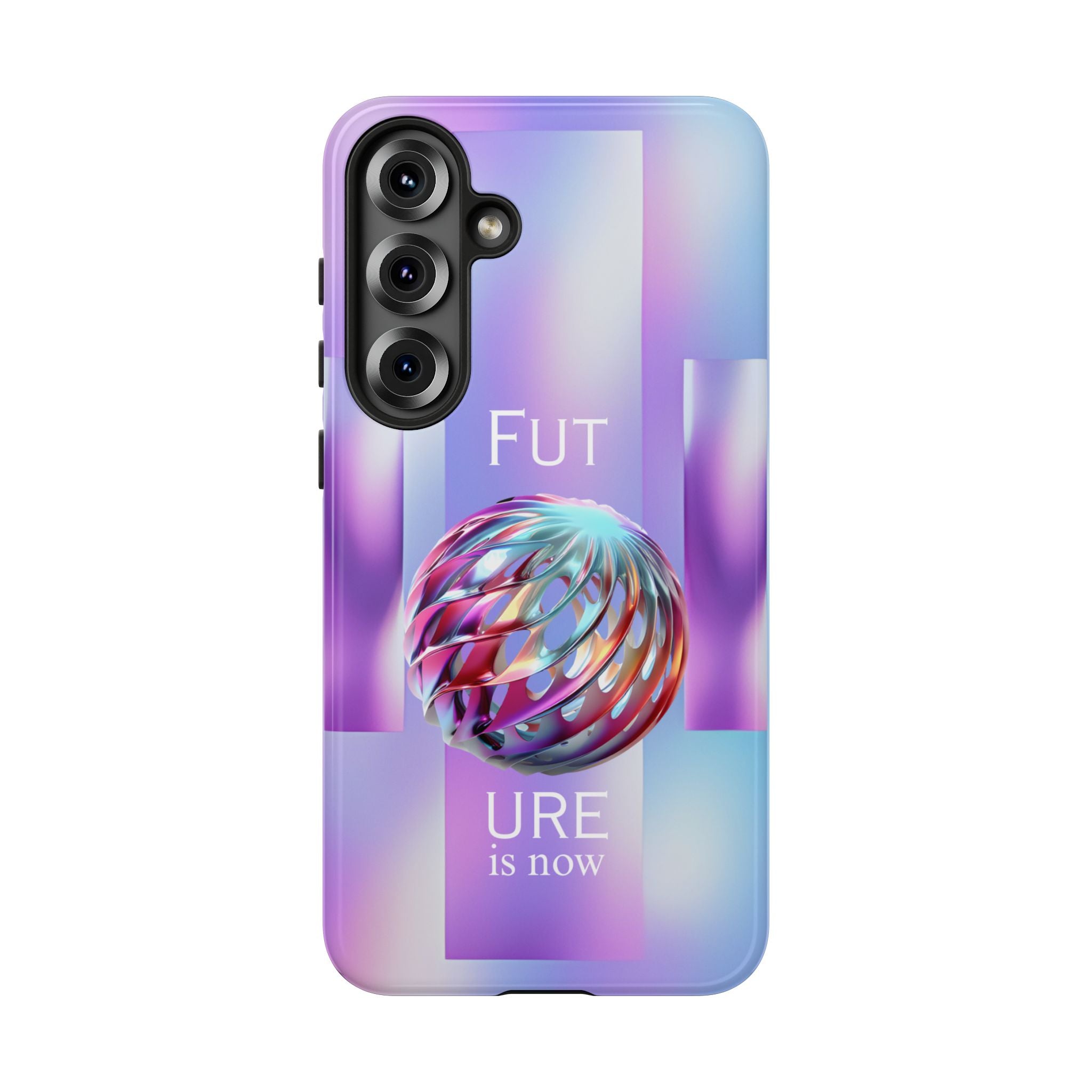 Futuristic Gradient Tough Case – 'Future is Now' 3D Design | Shockproof & UV Protected