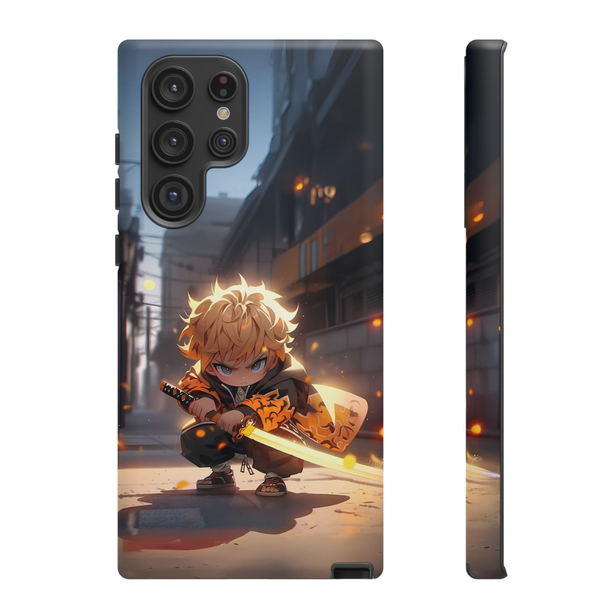 Chibi Zenitsu Lightning Tough Phone Case – Anime Protective Case for iPhone & Samsung, UV Resistant, Durable & Stylish