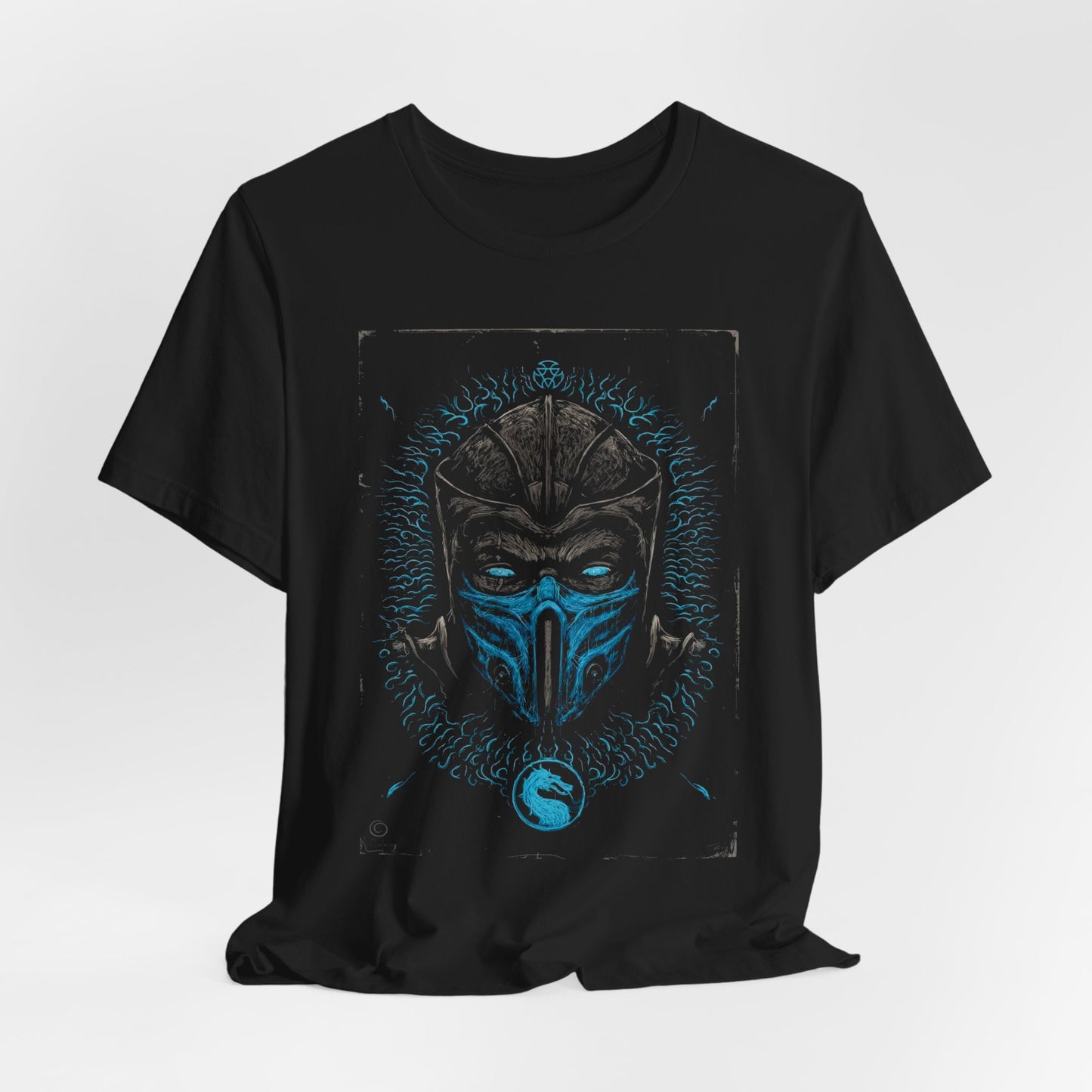 T-Shirt Epic Gamer Tee | Blue Flame Masked Warrior