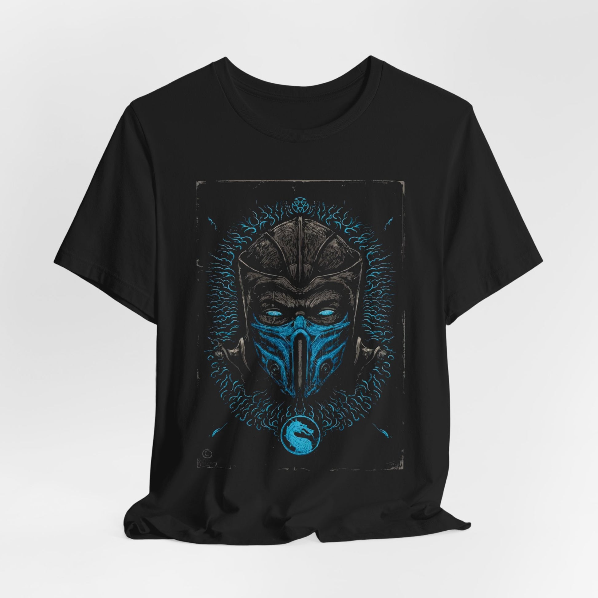 T-Shirt Epic Gamer Tee | Blue Flame Masked Warrior