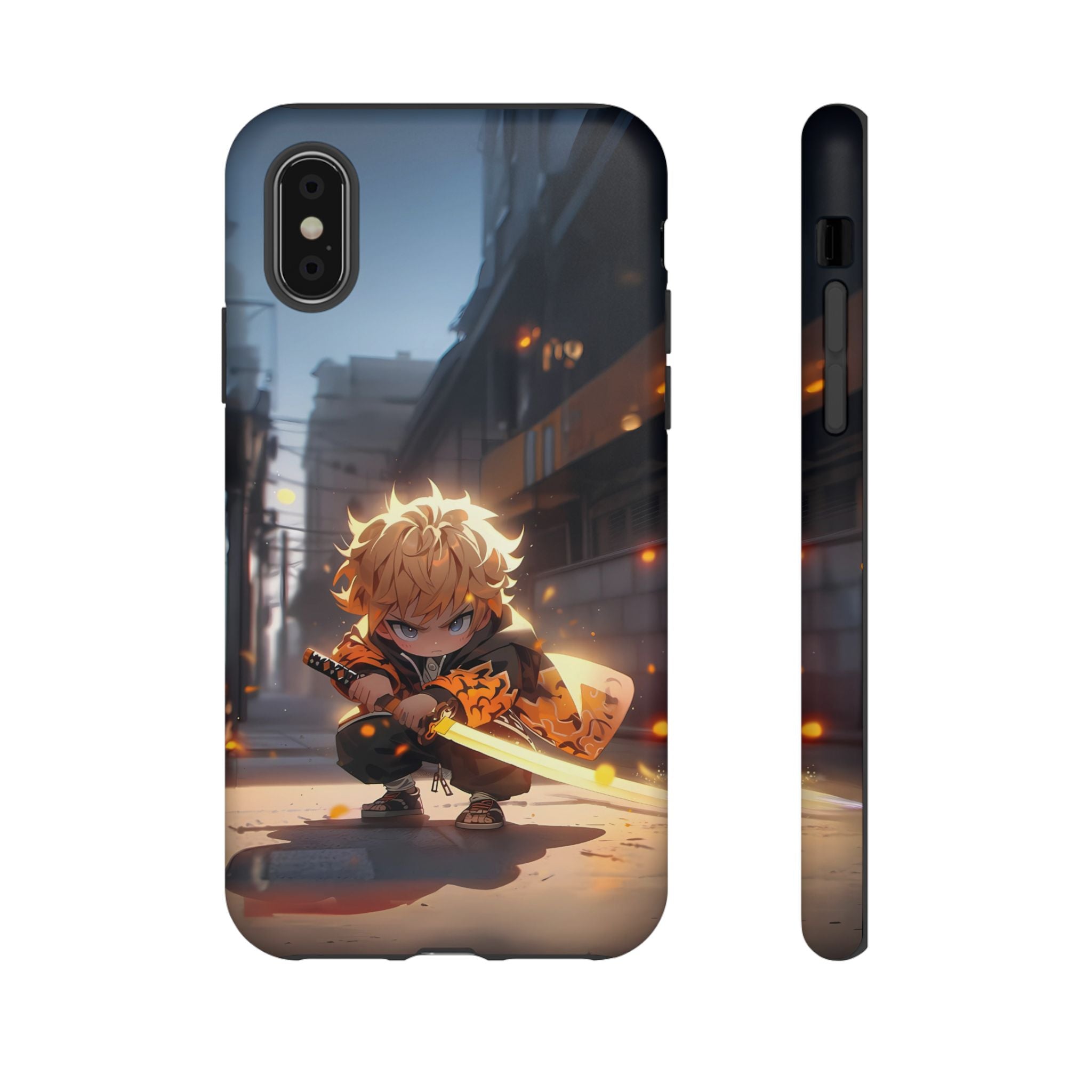 Chibi Zenitsu Lightning Tough Phone Case – Anime Protective Case for iPhone & Samsung, UV Resistant, Durable & Stylish