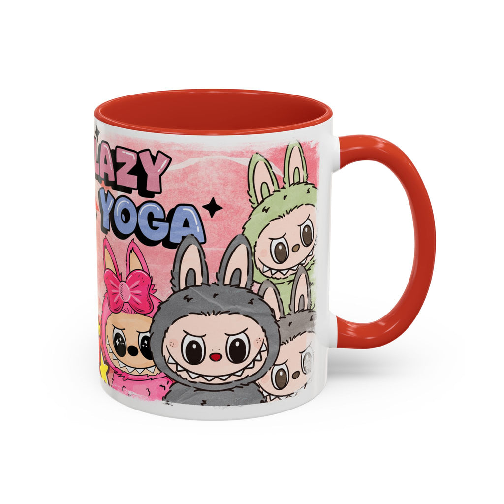 Lazy Yoga Labubu Cartoon Accent Coffee Mug - Fun and Playful Design for Coffee Lovers
