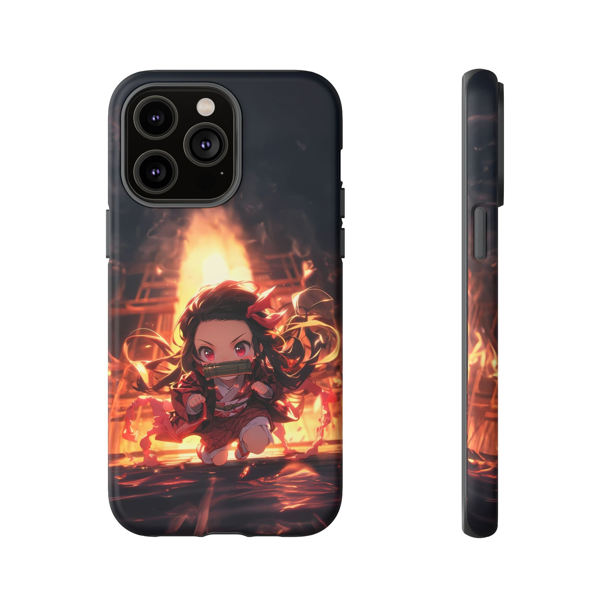 Chibi Nezuko Kamado Tough Phone Case – Anime Protective Case for iPhone & Samsung, UV Resistant, Durable & Stylish