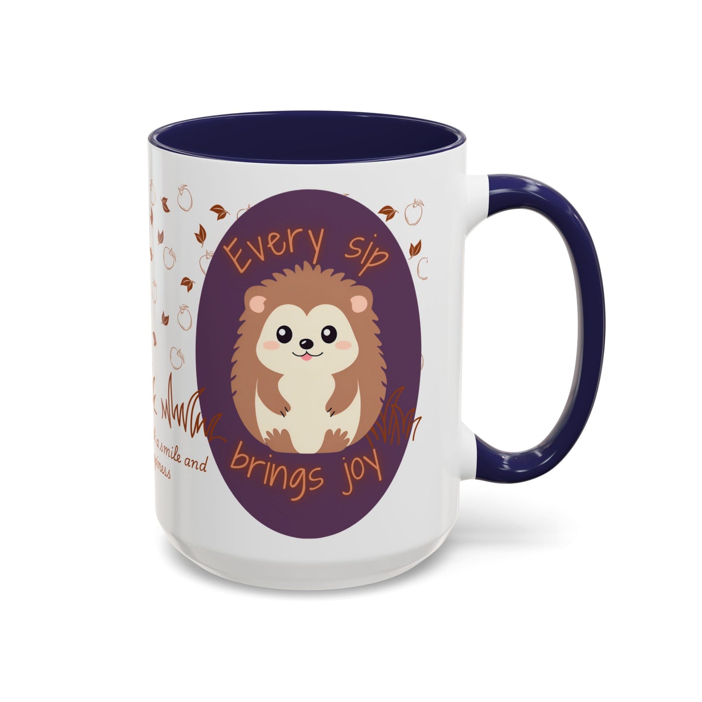 Mug Cute Hedgehog Accent Coffee Mug , Funny Gift for Animal Lovers, (11oz) (15oz) 15oz Navy