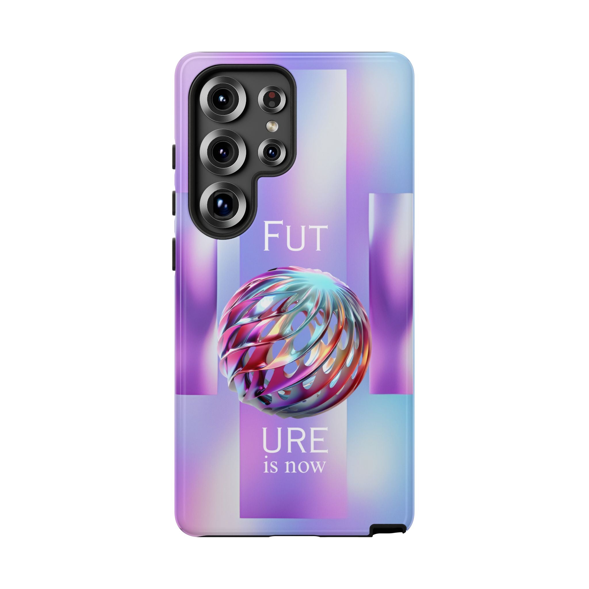 Futuristic Gradient Tough Case – 'Future is Now' 3D Design | Shockproof & UV Protected