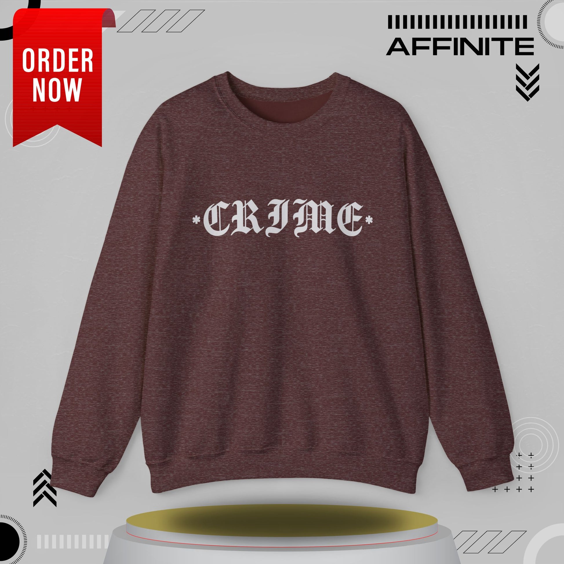 Sweatshirt CRIME Graphic Sweatshirt - Unisex Heavy Blend Crewneck (Cotton/Polyester) Heather Sport Dark Maroon