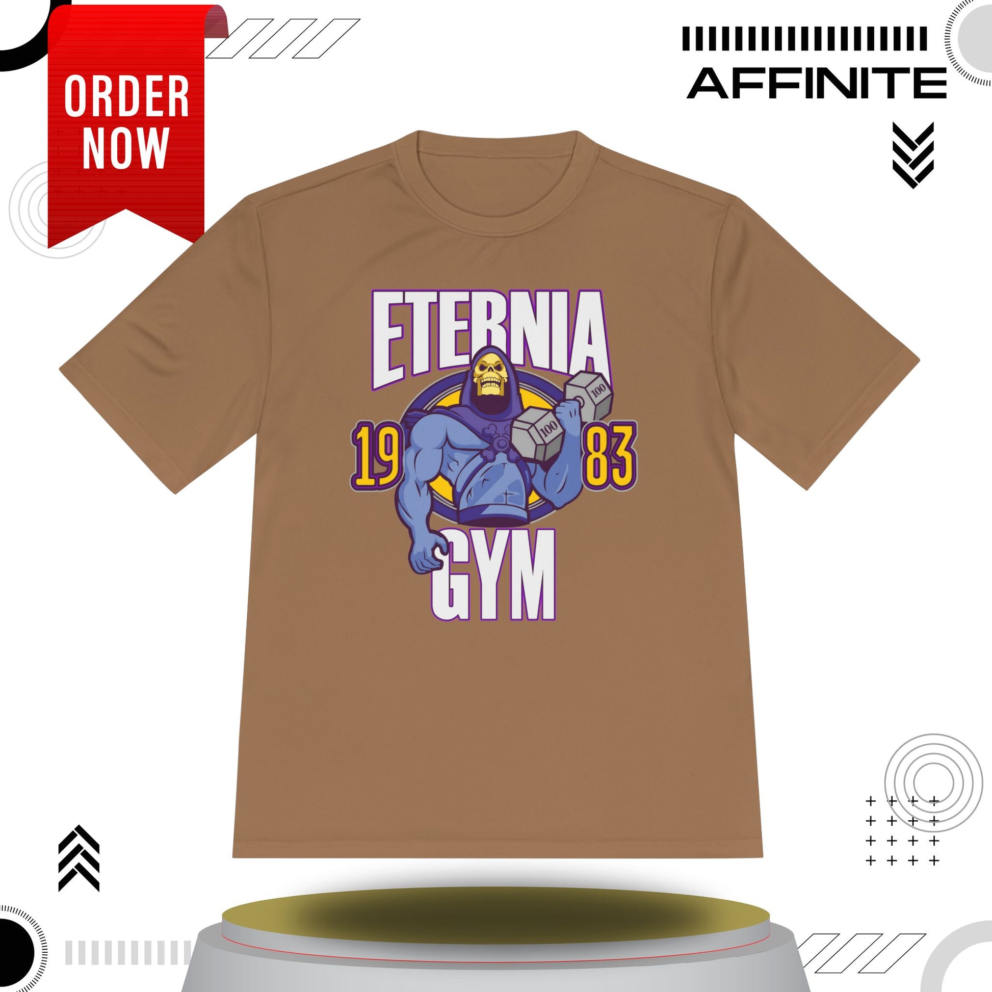 T-Shirt Eternia Gym Unisex Moisture Wicking Tee - Vintage Muscle Workout Shirt Woodland Brown