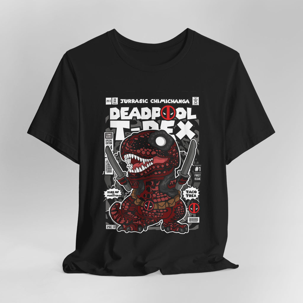 Deadpool T-Rex Unisex Jersey Tee - Fun Graphic T-Shirt for Comic Fans - Jurassic Chichanga