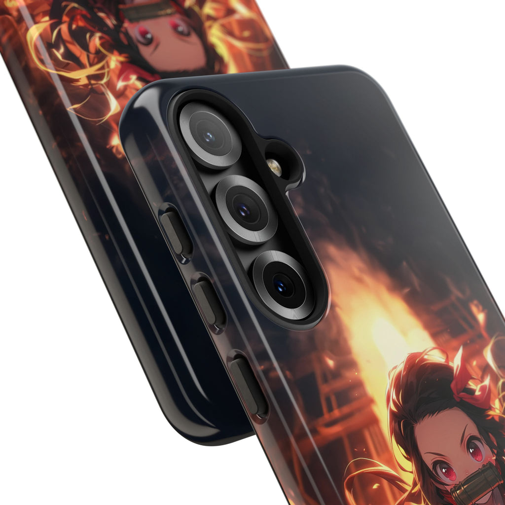 Chibi Nezuko Kamado Tough Phone Case – Anime Protective Case for iPhone & Samsung, UV Resistant, Durable & Stylish