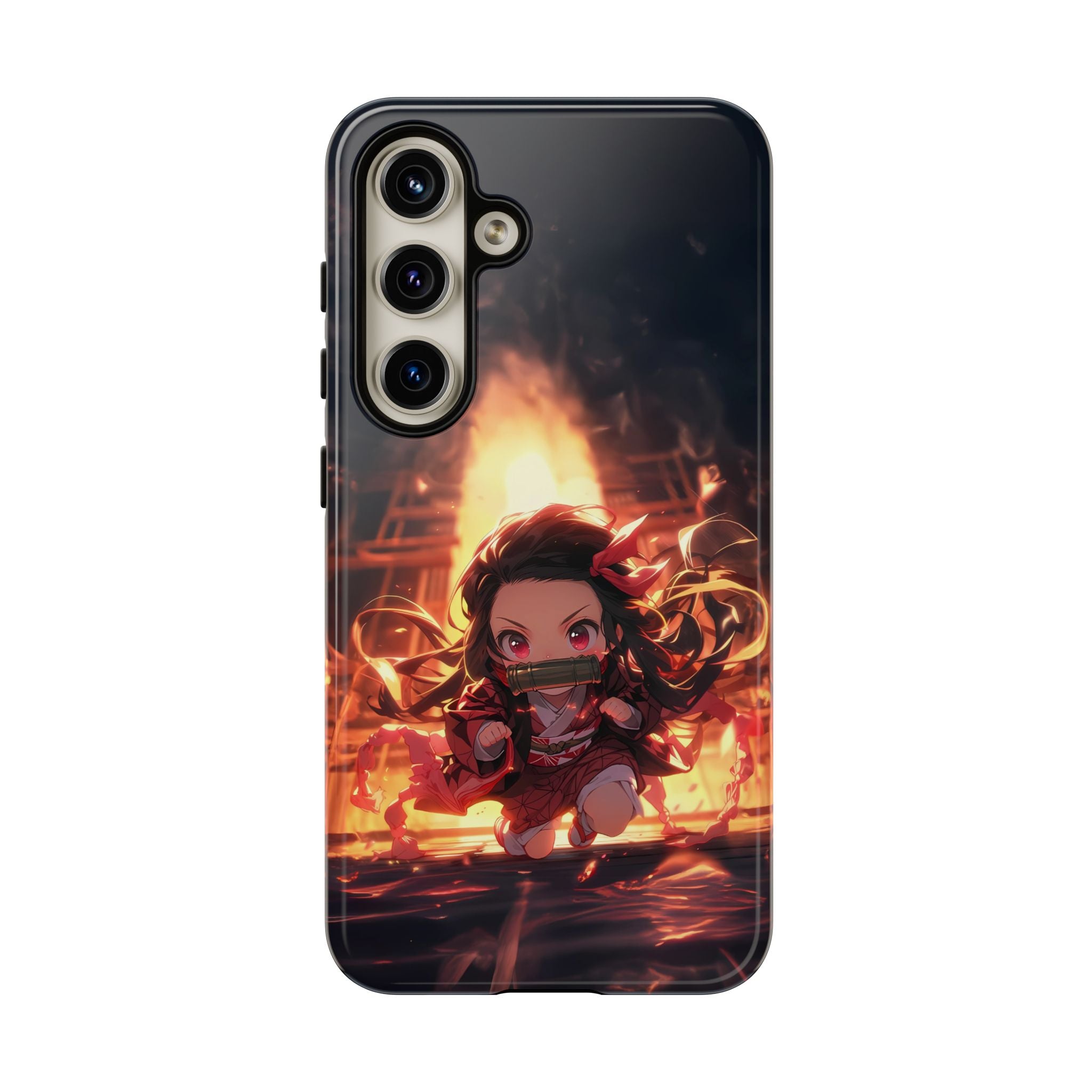 Chibi Nezuko Kamado Tough Phone Case – Anime Protective Case for iPhone & Samsung, UV Resistant, Durable & Stylish