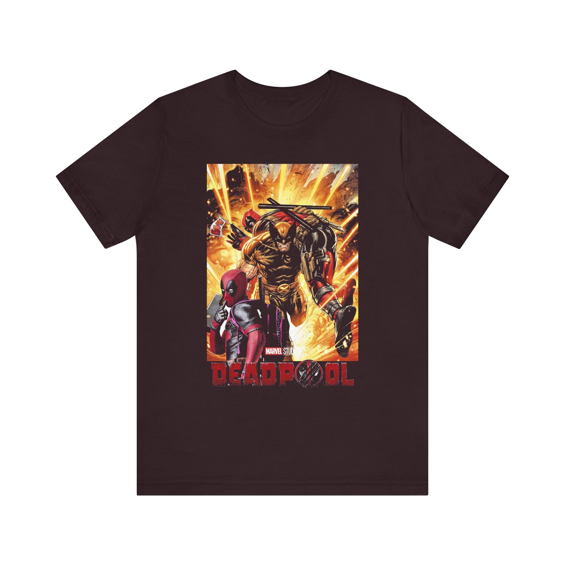 T-Shirt Marvel T Shirt - Deadpool Graphic Tee (Unisex Cotton) Oxblood Black