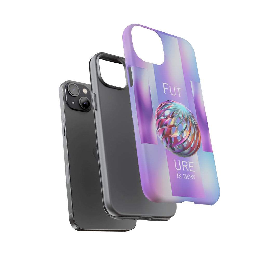 Futuristic Gradient Tough Case – 'Future is Now' 3D Design | Shockproof & UV Protected
