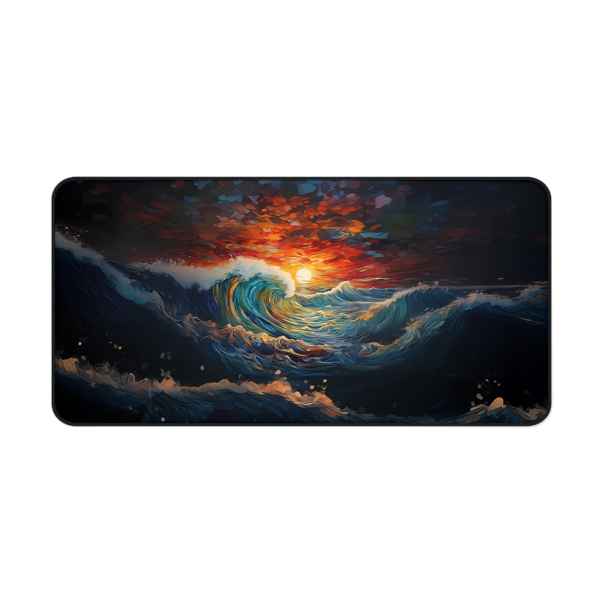 Ocean Sunset Desk Mat - Vibrant Wave Desk Pad for Office & Gaming Mouse Pad
