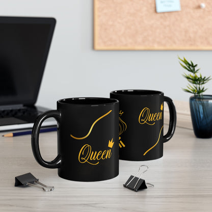 Mug Queen Black Mug 11oz, 15oz - Perfect Gift for Her, Elegant Coffee Cup
