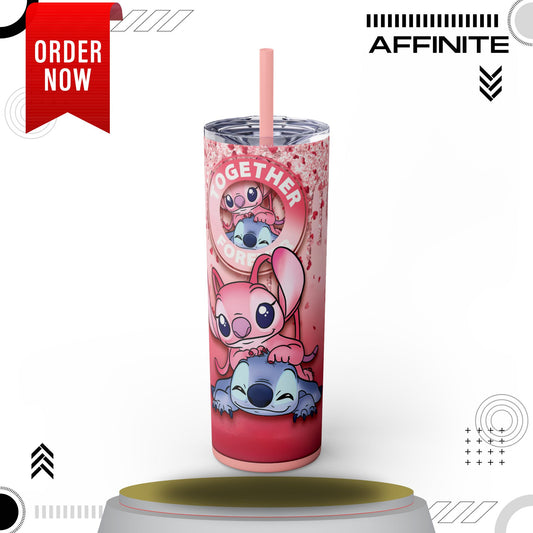 Tumblers Lilo and Stitch Glitter Tumbler - 20oz Disney 'Together Forever' Cup