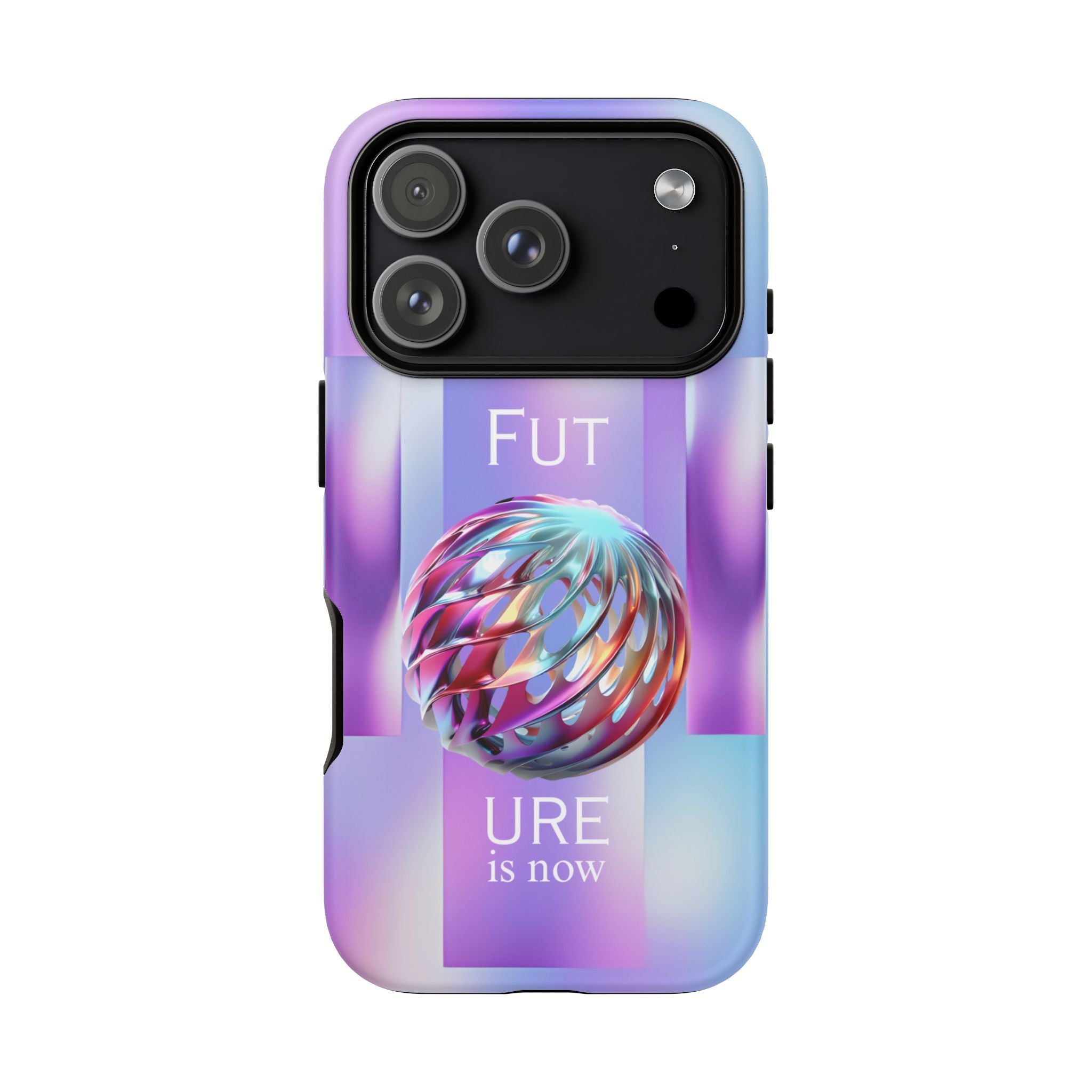 Futuristic Gradient Tough Case – 'Future is Now' 3D Design | Shockproof & UV Protected