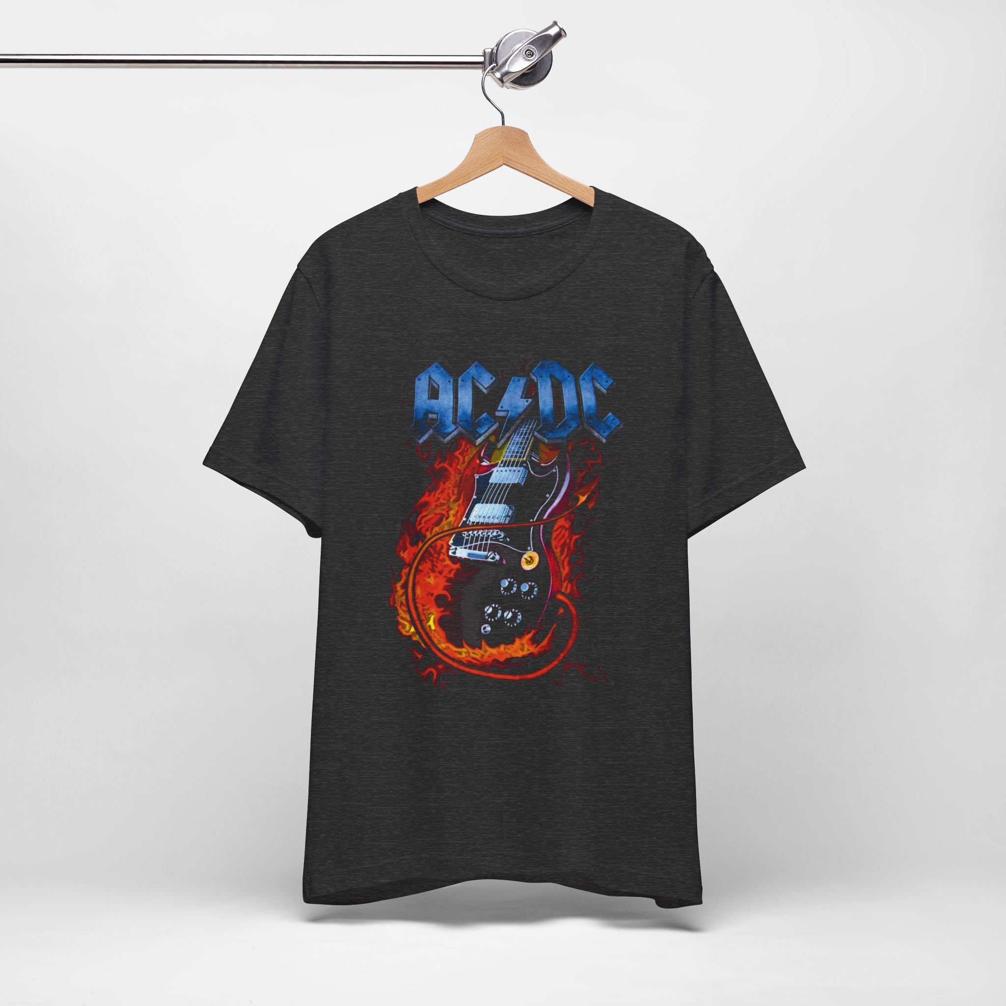 AC/DC Graphic Tee – Rock Band T-Shirt for Fans | Unisex Fit with Flame Guitar Design