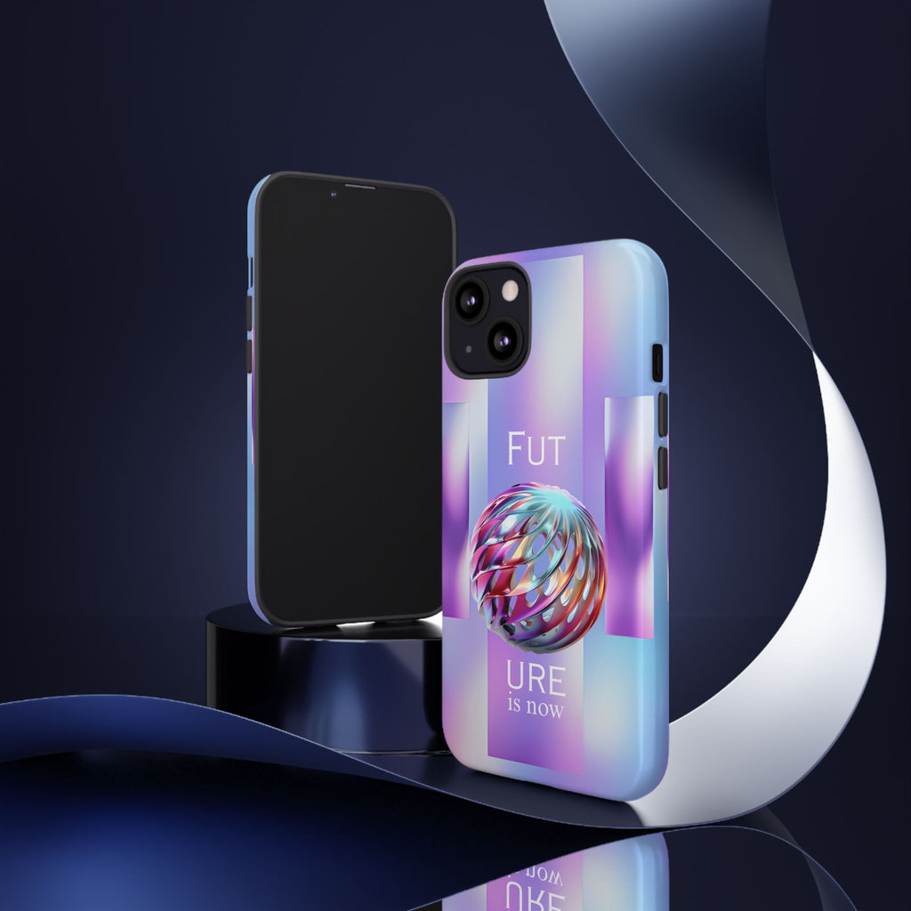 Futuristic Gradient Tough Case – 'Future is Now' 3D Design | Shockproof & UV Protected