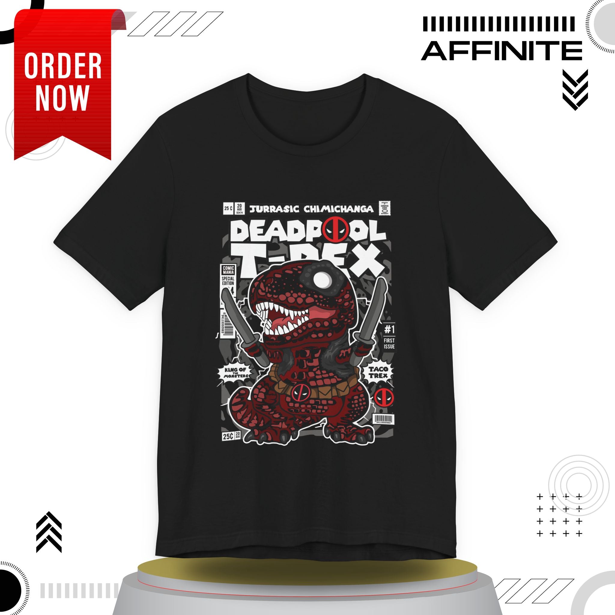 T-Shirt Deadpool T-Rex Unisex Jersey Tee - Fun Graphic T-Shirt for Comic Fans - Jurassic Chichanga