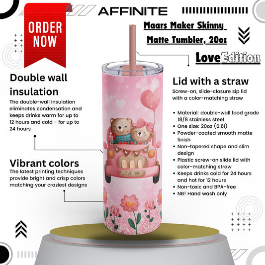 Tumblers 20oz Maars Maker Matte Tumbler – A Skinny Sip of Love Dusty Rose 20oz Matte