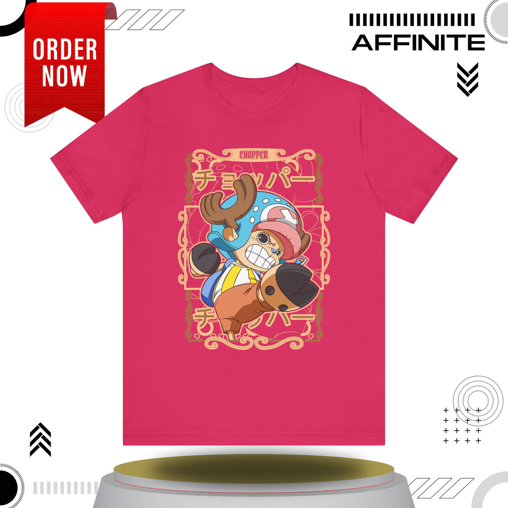 T-Shirt Anime-Inspired Unisex Short Sleeve Tee - 100% Cotton Chopper T-Shirt by Bella+Canvas Fuchsia