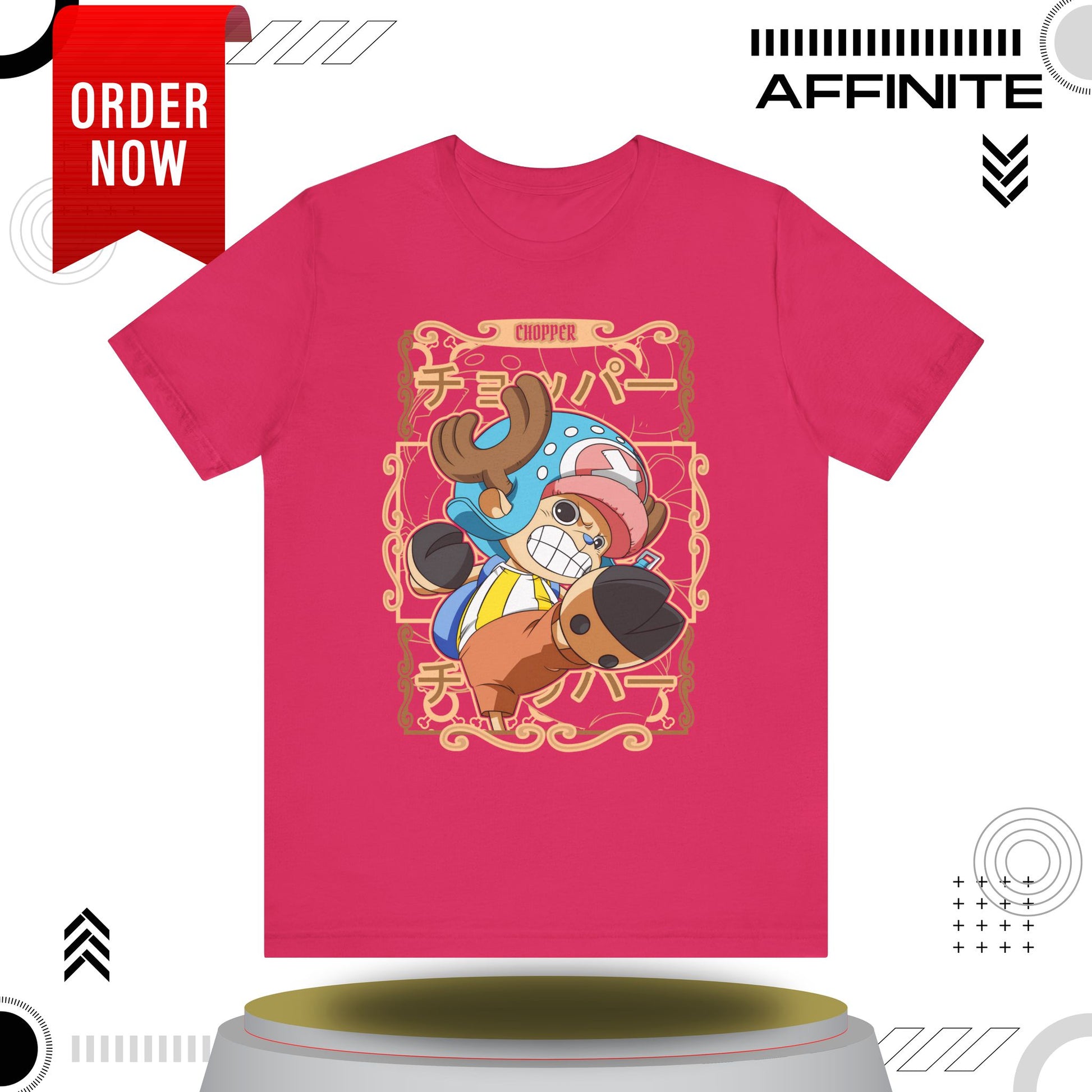 T-Shirt Anime-Inspired Unisex Short Sleeve Tee - 100% Cotton Chopper T-Shirt by Bella+Canvas Fuchsia
