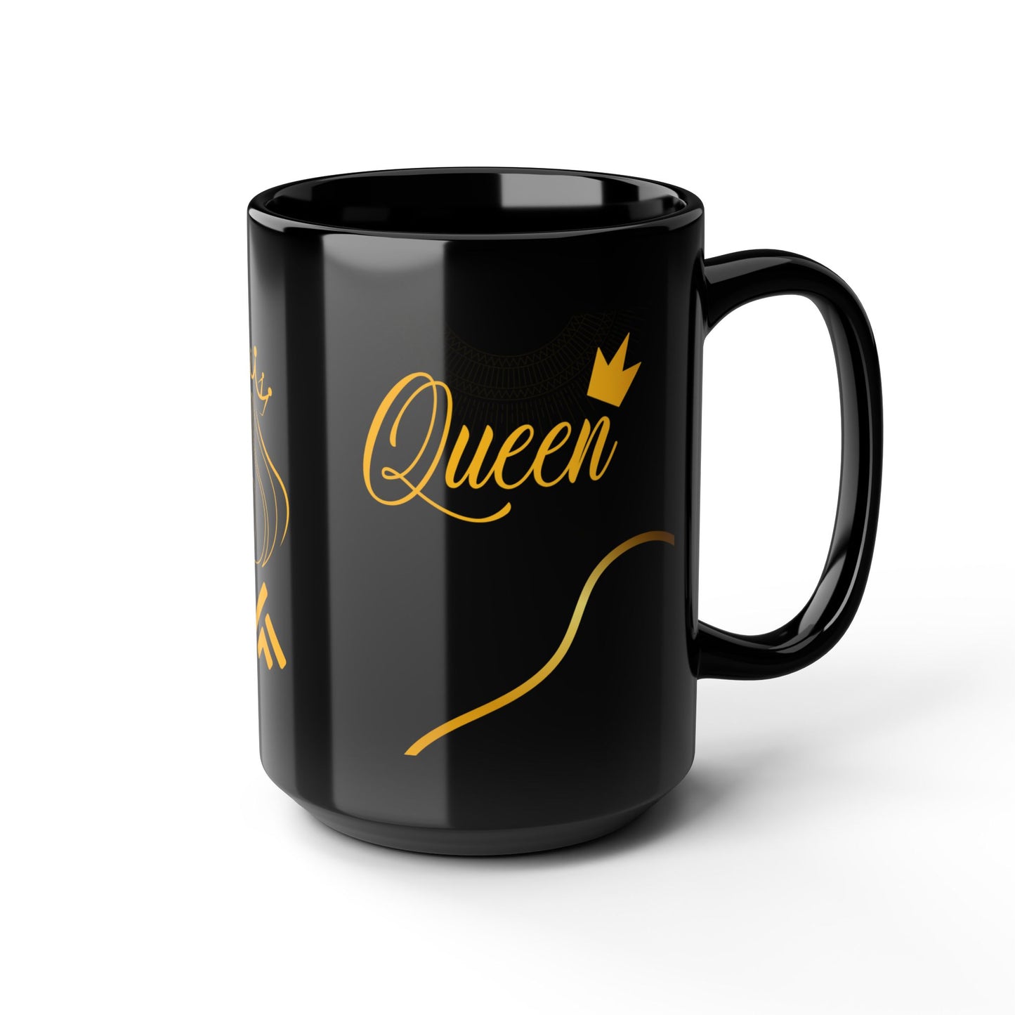 Mug Queen Black Mug 11oz, 15oz - Perfect Gift for Her, Elegant Coffee Cup