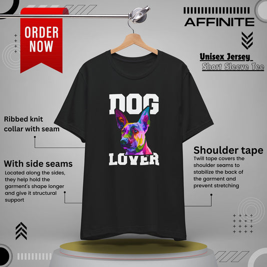 T-Shirt T Shirt Drawing - Dog Lover Graphic Tee (Unisex Cotton) Black