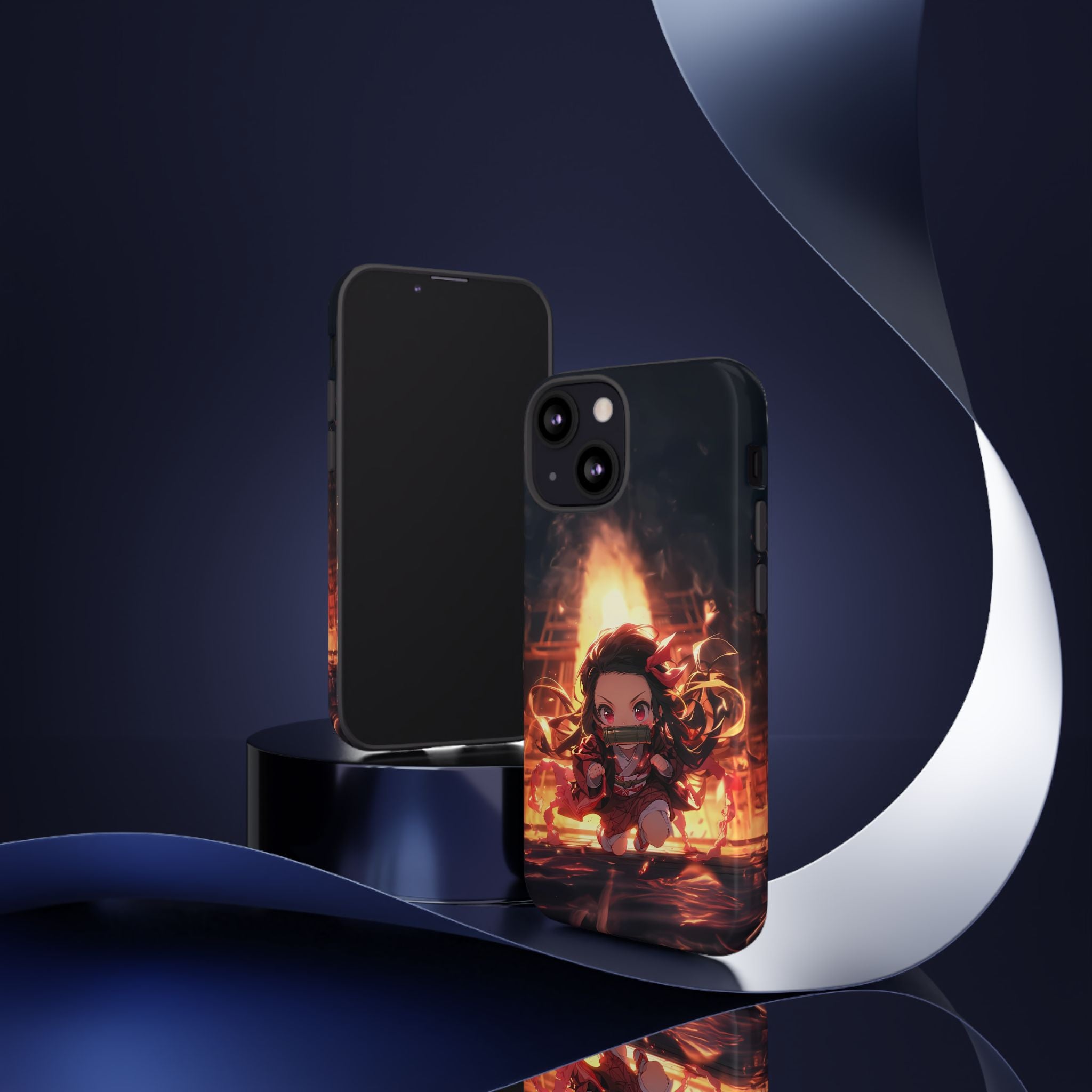 Chibi Nezuko Kamado Tough Phone Case – Anime Protective Case for iPhone & Samsung, UV Resistant, Durable & Stylish
