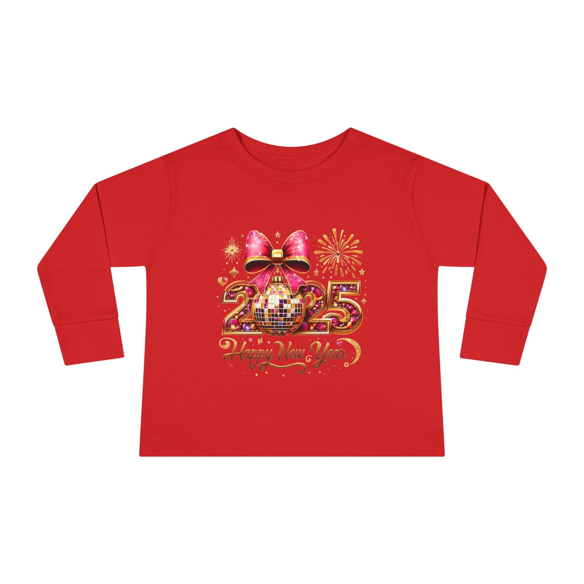 Toddler Long Sleeve Tee - 2025 Happy New Year Disco Design