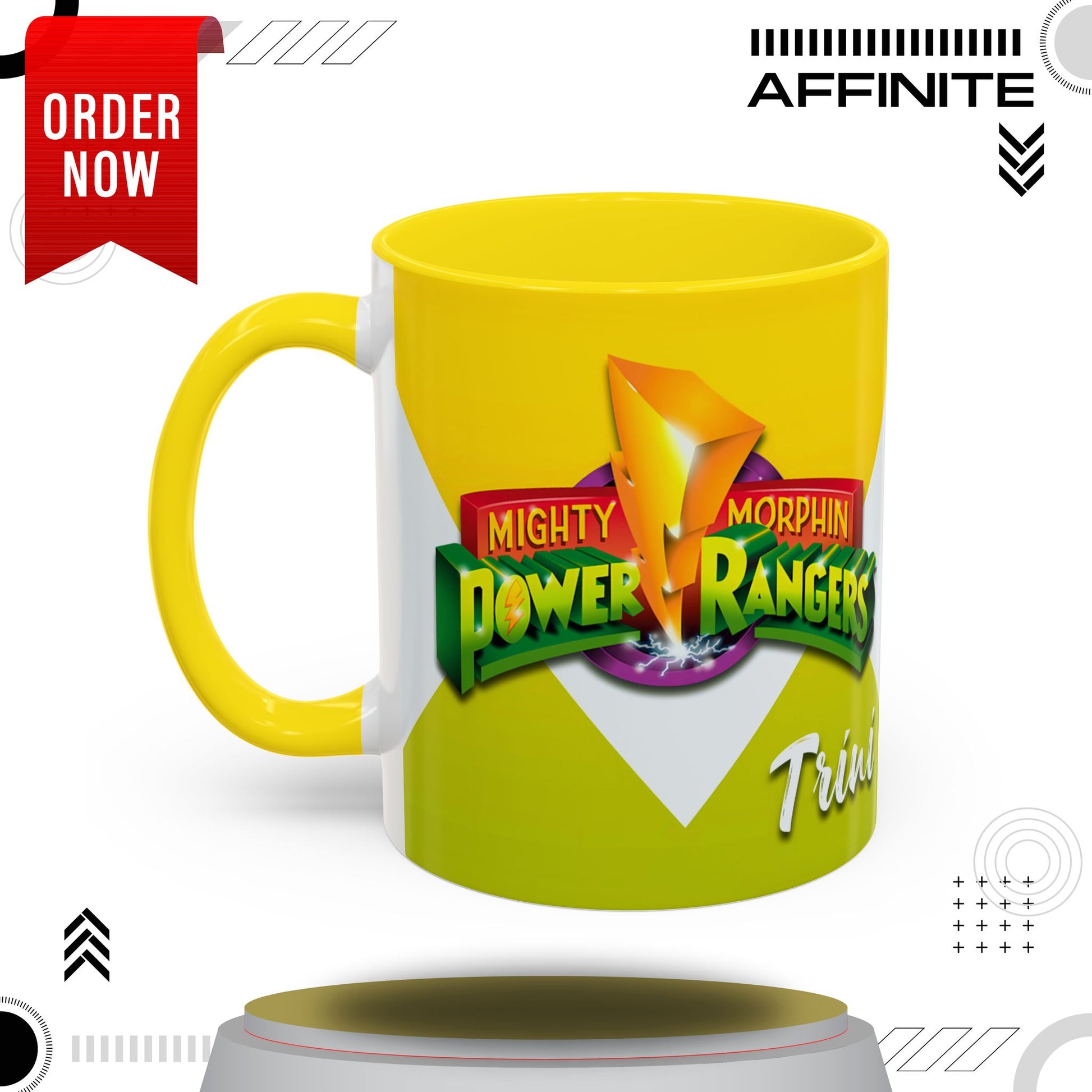 Mug Mighty Morphin Power Rangers Yellow Ranger Ceramic Mug - 11oz & 15oz Coffee Mug - Accent Mug for Pop Culture Fans