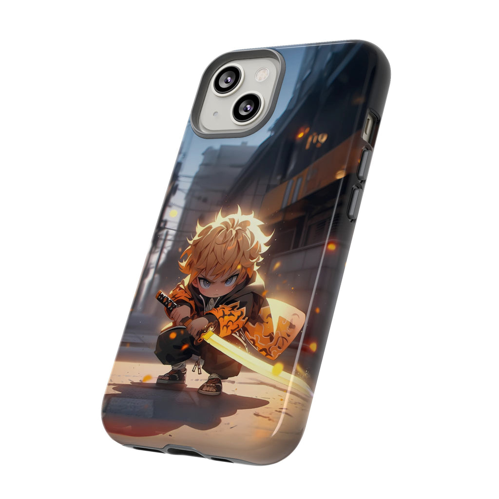 Chibi Zenitsu Lightning Tough Phone Case – Anime Protective Case for iPhone & Samsung, UV Resistant, Durable & Stylish