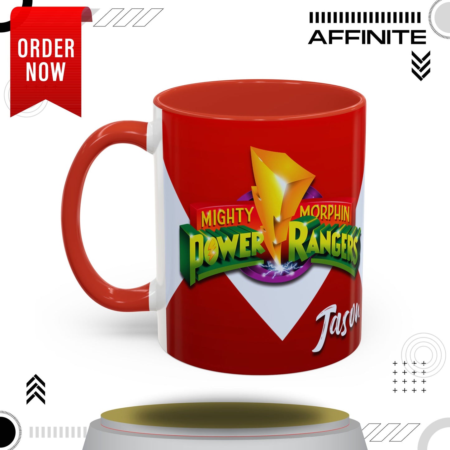 Mug Mighty Morphin Power Rangers Red Ranger Ceramic Mug - 11oz & 15oz Coffee Mug - Accent Mug for Pop Culture Fans