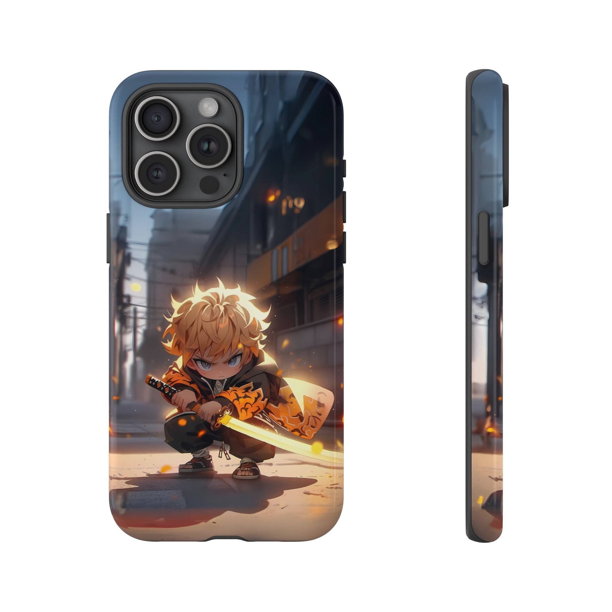 Chibi Zenitsu Lightning Tough Phone Case – Anime Protective Case for iPhone & Samsung, UV Resistant, Durable & Stylish